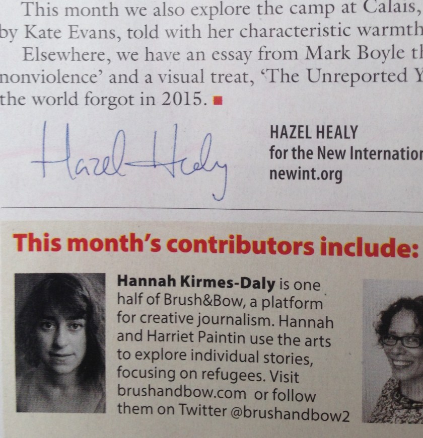 My work with Brushandbow.com featured in the New Internationalist